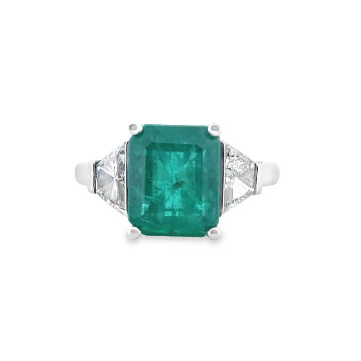 4.00 CT Emerald &amp; 0.80 CTW Diamond 18K White Gold Ring