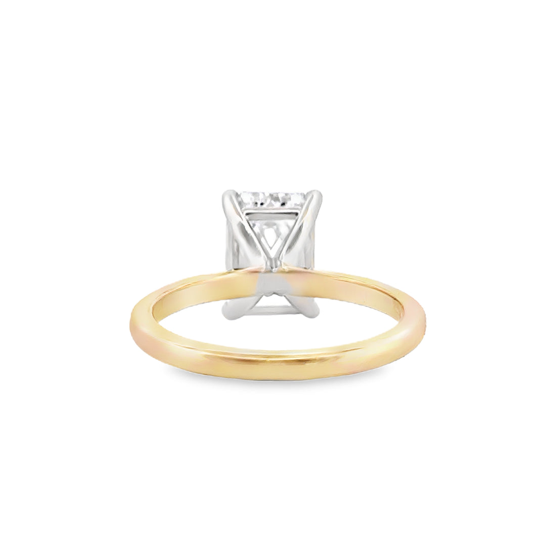2.92 CT Lab-Grown Emerald-Cut Diamond 14K Yellow Gold Engagement Ring