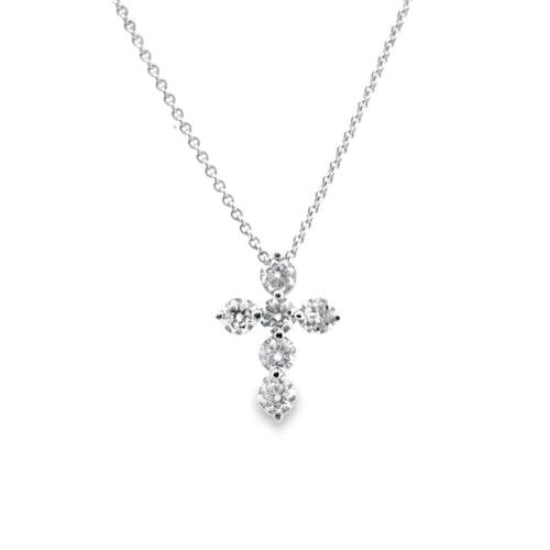 0.81 CTW Diamond Cross Pendant in 14K White Gold