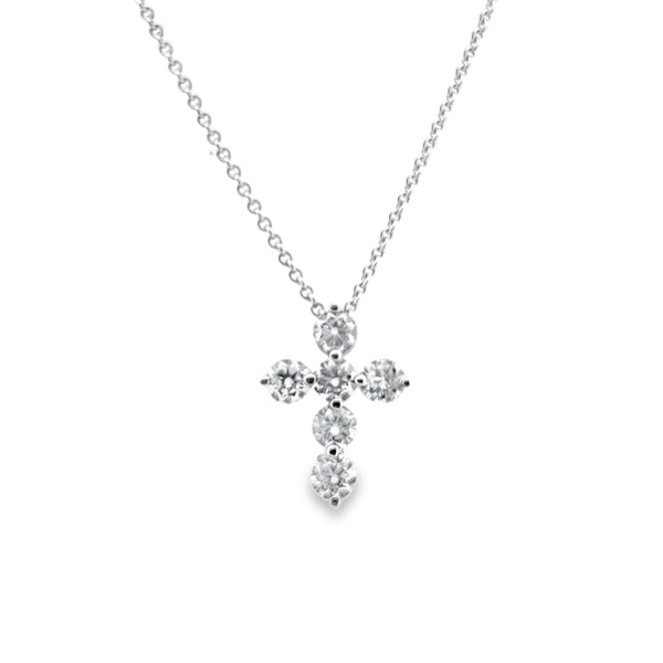 0.81 CTW Diamond Cross Pendant in 14K White Gold