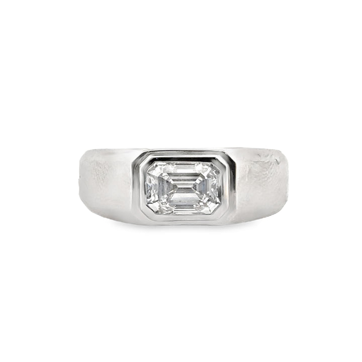 1.05 CT Internally Flawless E Color Emerald-Cut Diamond Ring in Platinum, 7.5mm Band