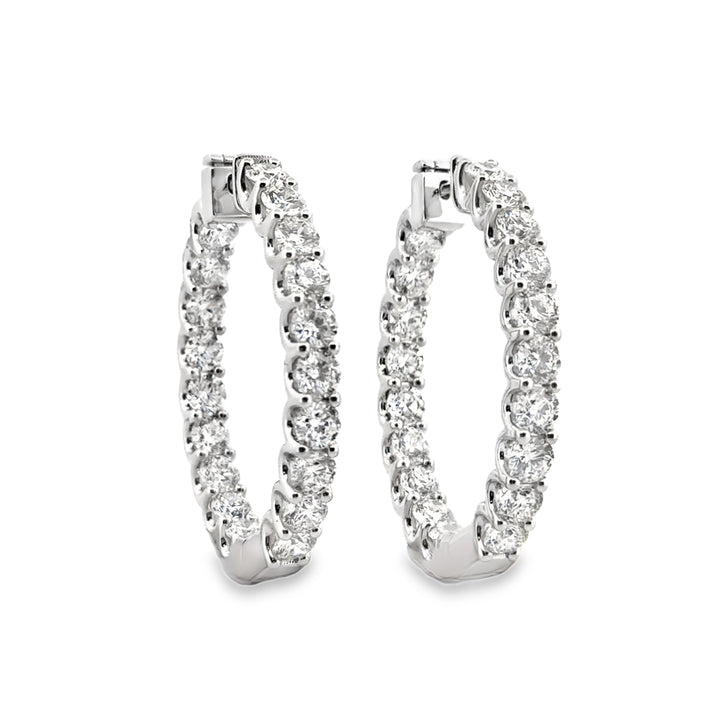 9.95 CTW Inside Out Round Brilliant Diamond Hoop Earrings in 14K White Gold