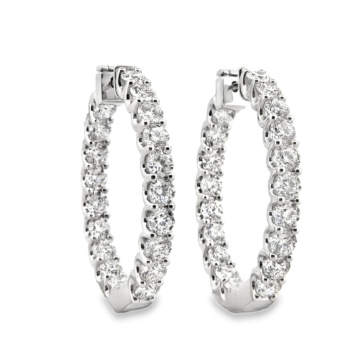9.95 CTW Inside Out Round Brilliant Diamond Hoop Earrings in 14K White Gold