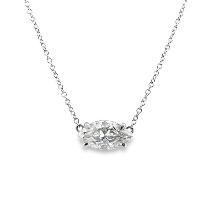 1.56 CT White Gold 18K Necklace with Marquise K/L I1 Diamond