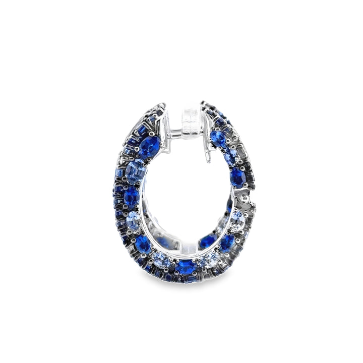 Robert Procop American Glamour 10.38 CTW Light &amp; Dark Blue Sapphire 18K White Gold Earrings