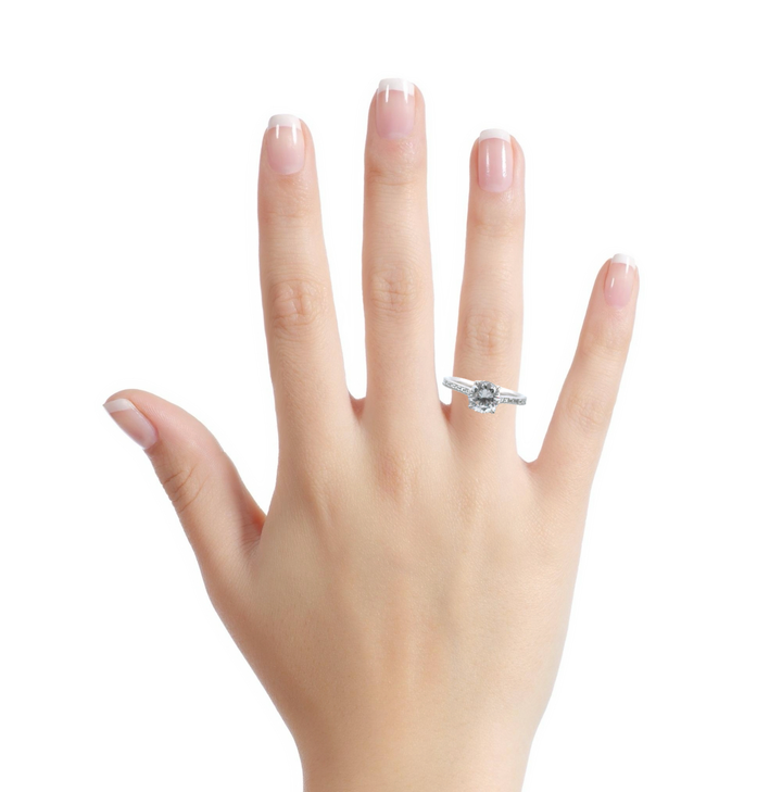 Straight Baguette Engagement Semi-Mount 18K White Gold Ring