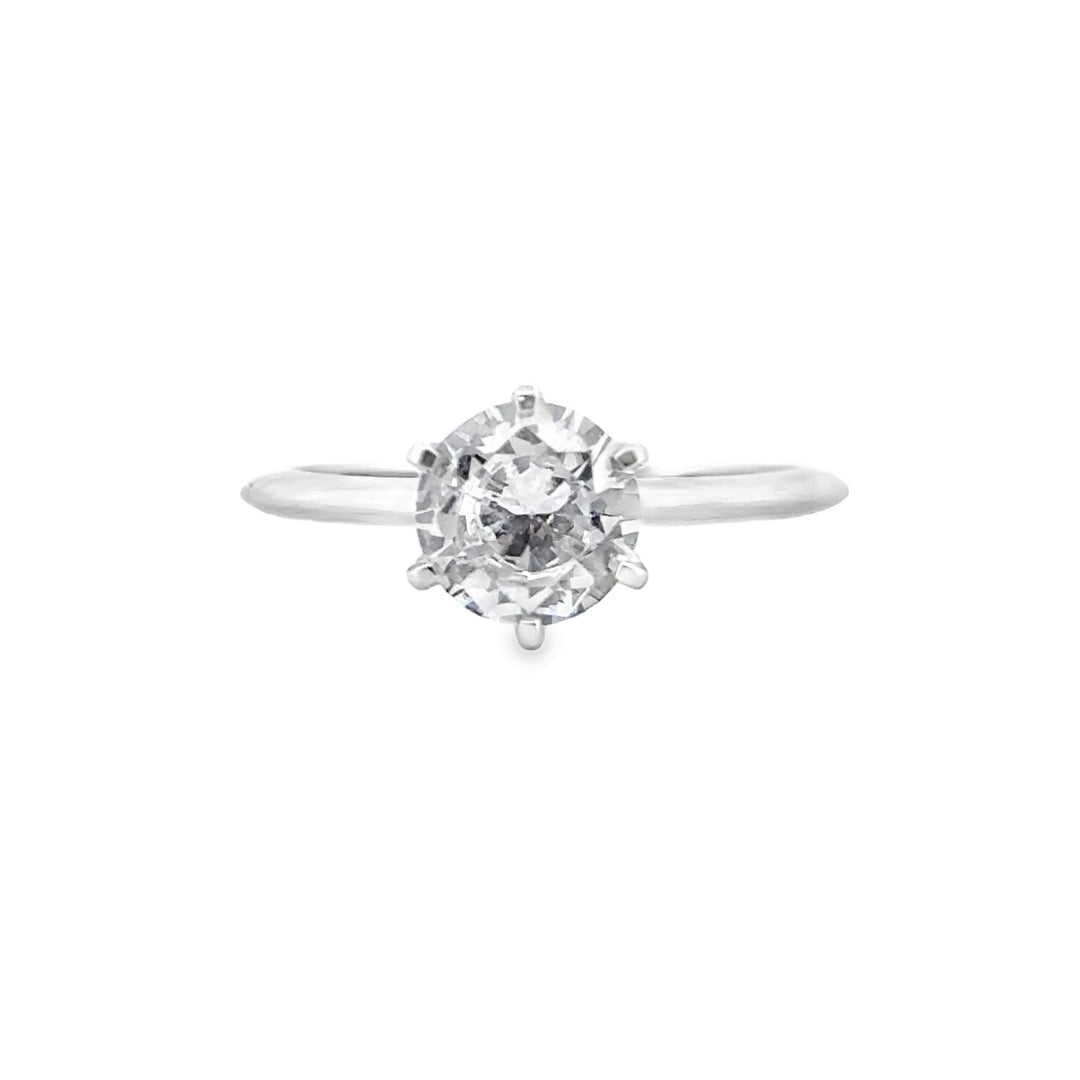 Classic Six Prong Engagement Ring Mounting in 18K White Gold