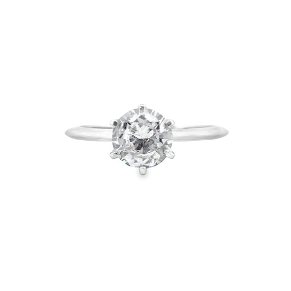 Classic Six Prong Engagement Ring Mounting in 18K White Gold