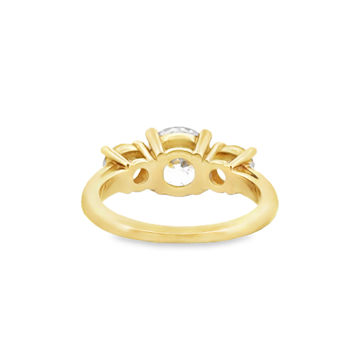 Three Stone Engagement Semi-Mount Ring in 18K Yellow Gold