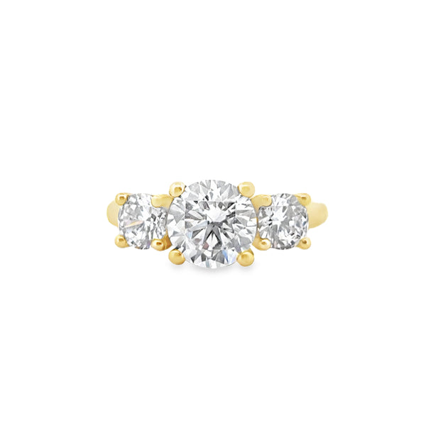 Three Stone Engagement Semi-Mount Ring in 18K Yellow Gold
