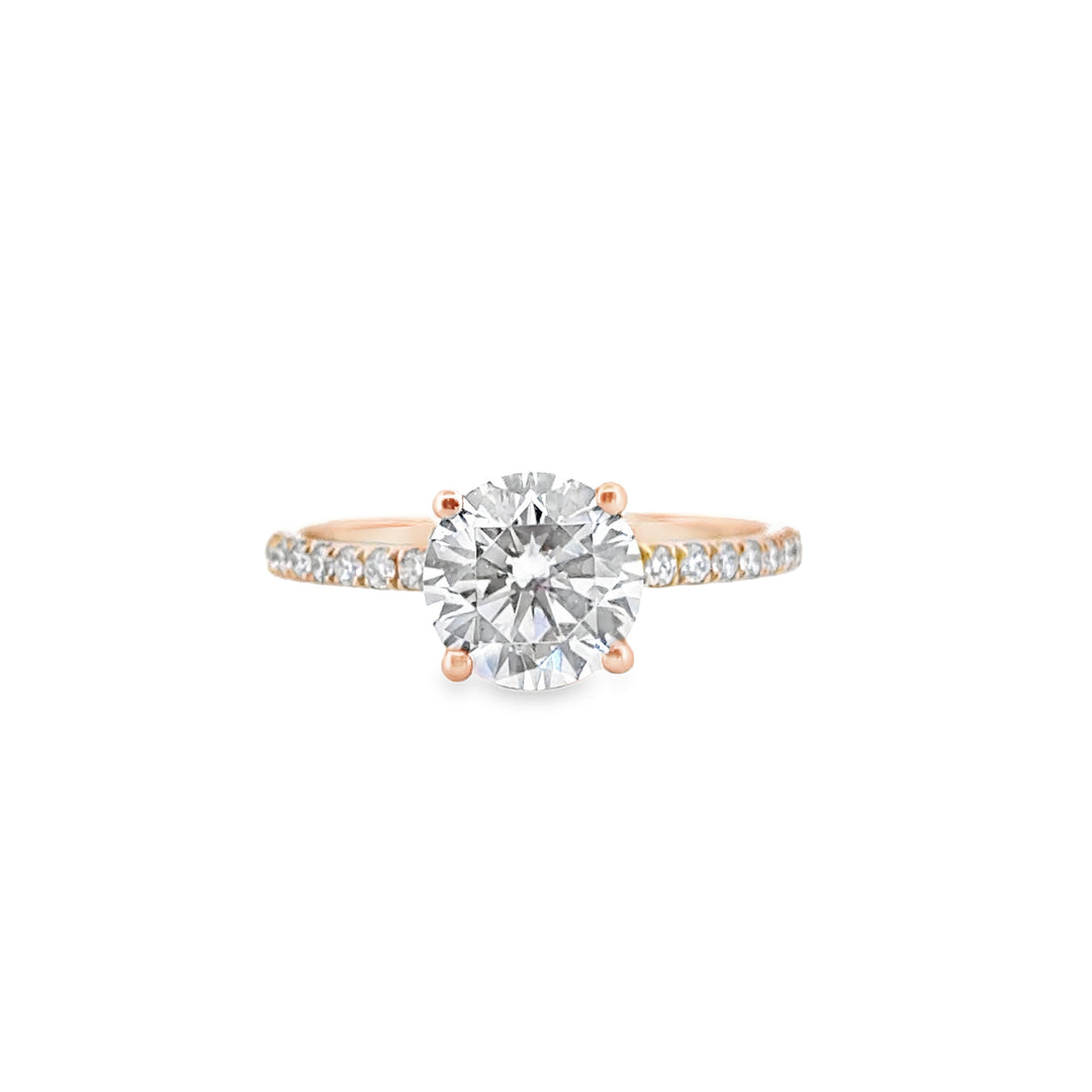 Hidden Halo Micro Pavé Engagement Semi-Mount Ring in 18K Rose Gold