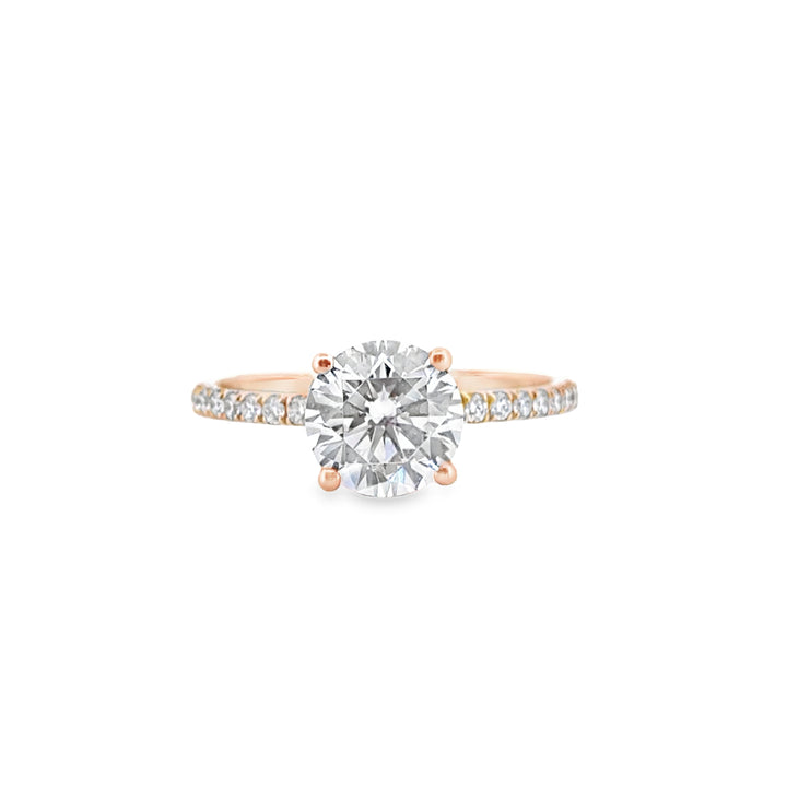 Hidden Halo Micro Pavé Engagement Semi-Mount Ring in 18K Rose Gold