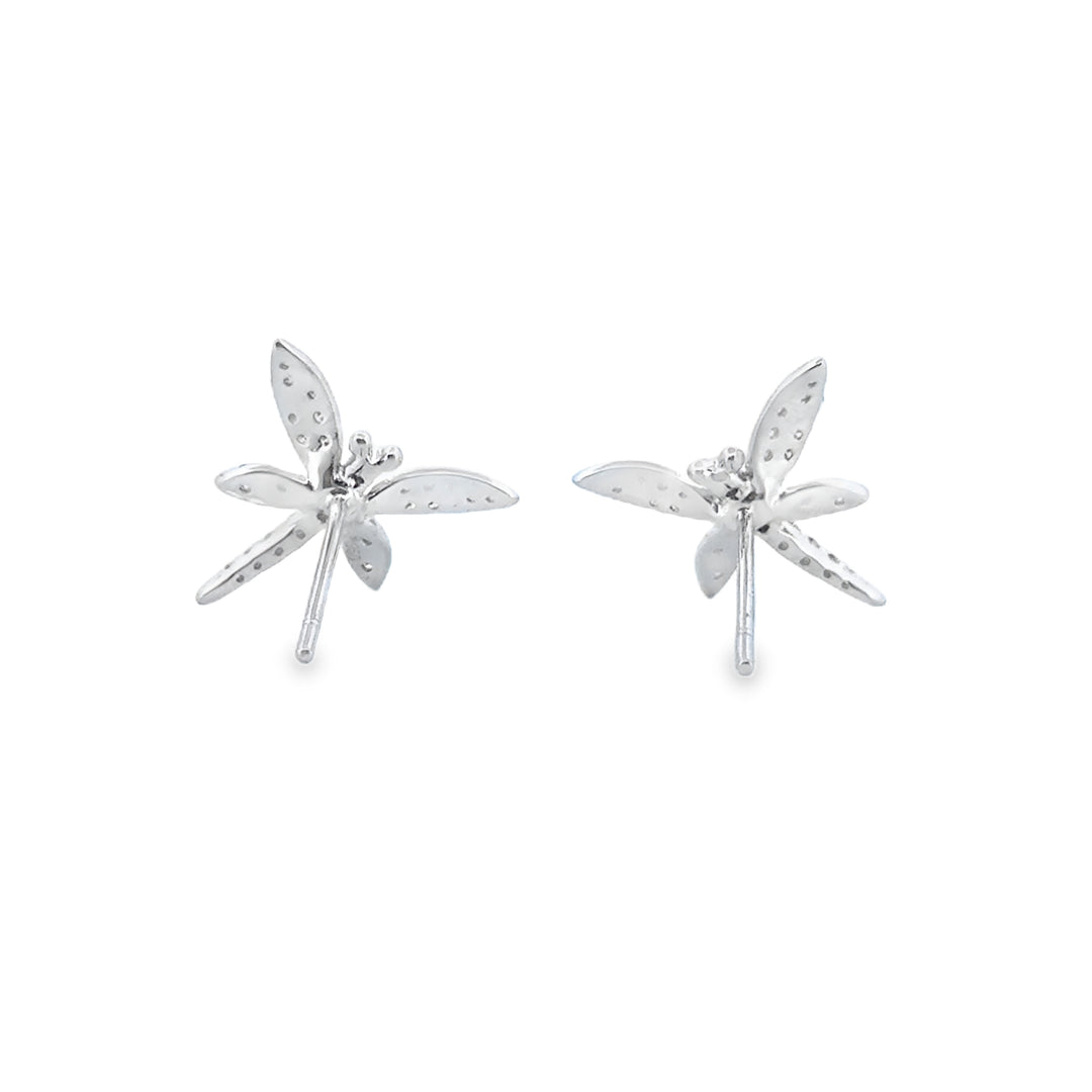 0.34 CTW Diamond Platinum Dragonfly Earrings – 14mm