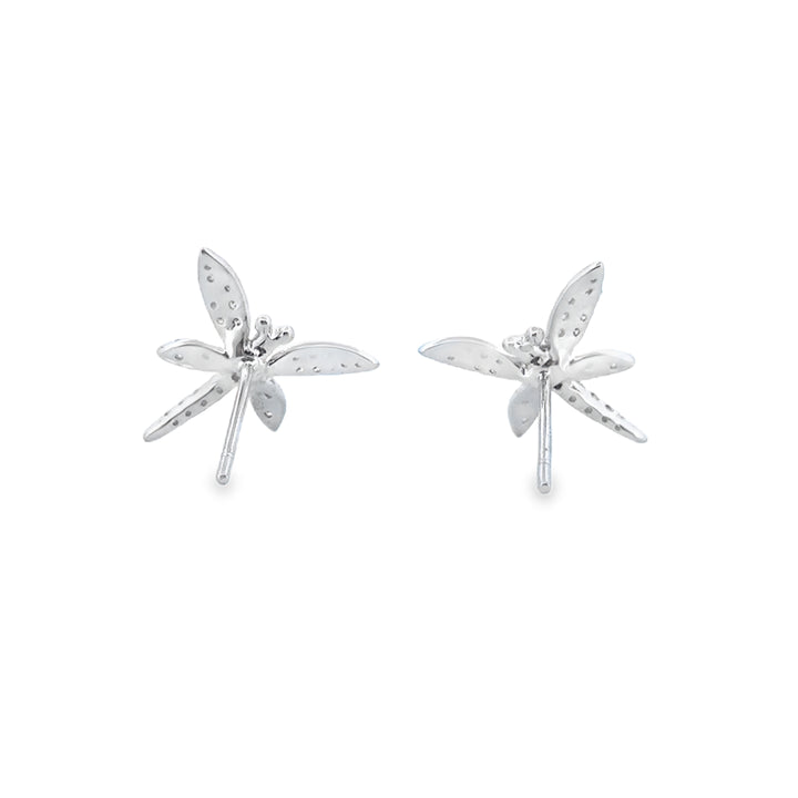 0.34 CTW Diamond Platinum Dragonfly Earrings – 14mm