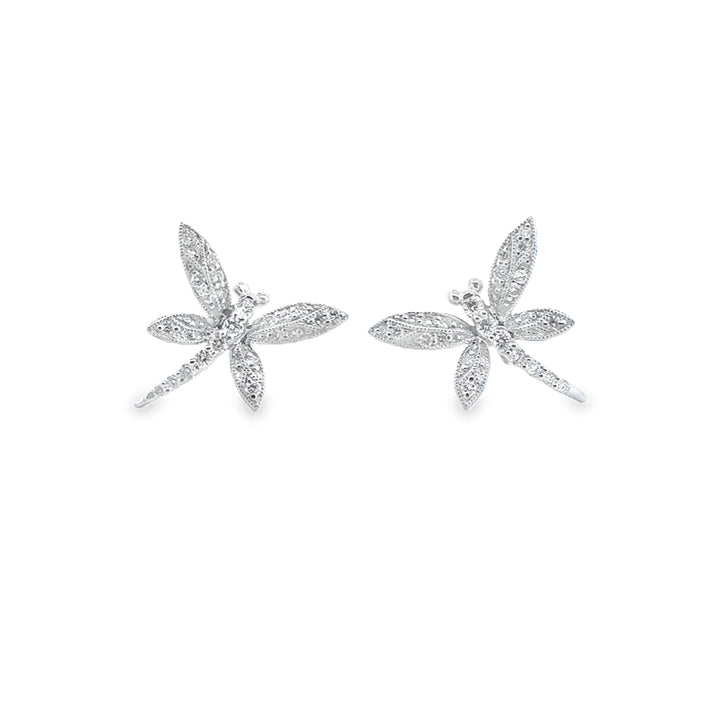 0.34 CTW Diamond Platinum Dragonfly Earrings – 14mm