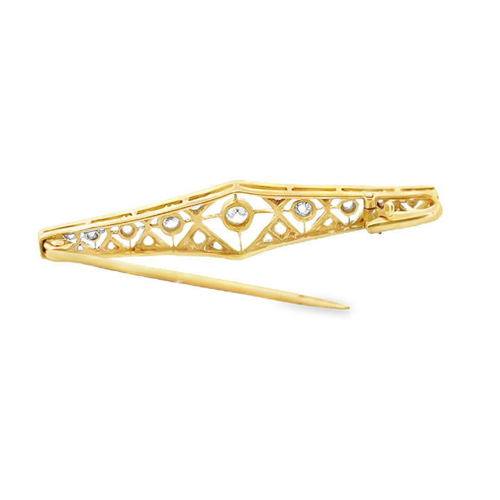 0.40 CTW Vintage Diamond Brooch 18K Yellow & White Gold