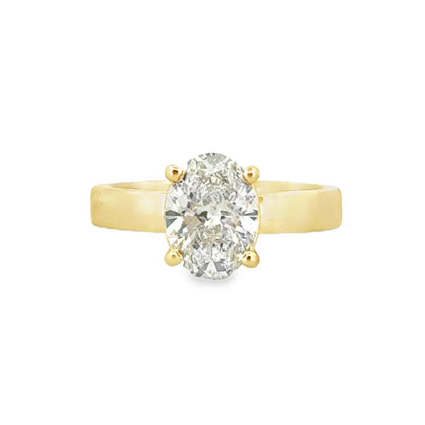 2.01 CT Oval Lab-Grown Diamond Engagement Ring 14K Yellow Gold