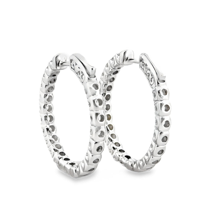 3.00 CTW Diamond Inside-Out Hoop Earrings 14K White Gold