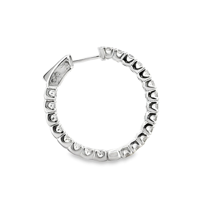 3.00 CTW Diamond Inside-Out Hoop Earrings 14K White Gold
