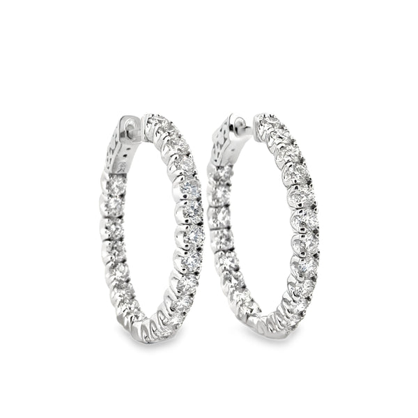 3.00 CTW Diamond Inside-Out Hoop Earrings 14K White Gold