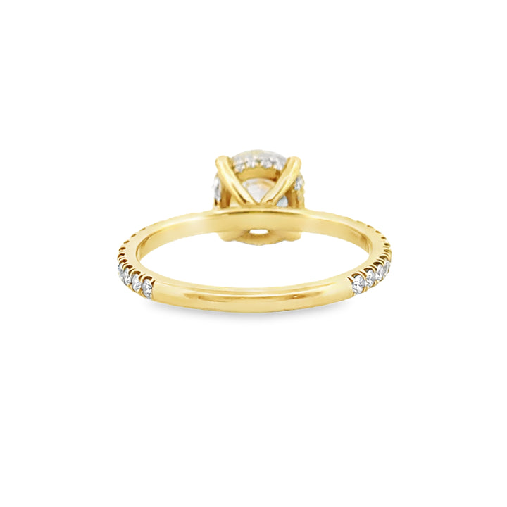 Hidden Halo Micro Pavé Engagement Semi-Mount Ring in 18K Yellow Gold
