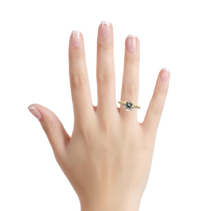 Hidden Halo Micro Pavé Engagement Semi-Mount Ring in 18K Yellow Gold