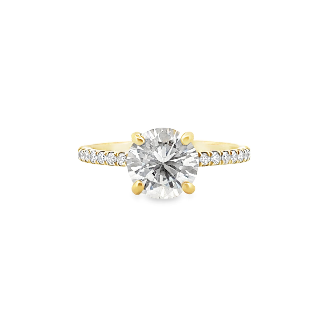 Hidden Halo Micro Pavé Engagement Semi-Mount Ring in 18K Yellow Gold