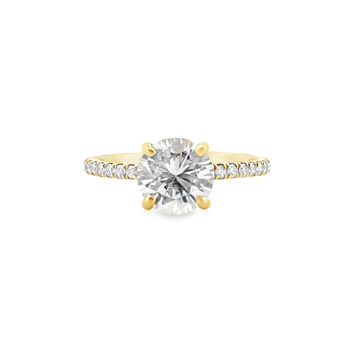 Hidden Halo Micro Pavé Engagement Semi-Mount Ring in 18K Yellow Gold