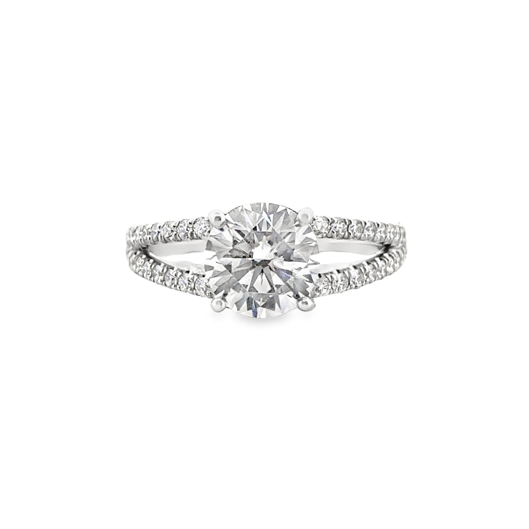 Split Shank Pavé Engagement Semi-Mount Ring in 18K White Gold