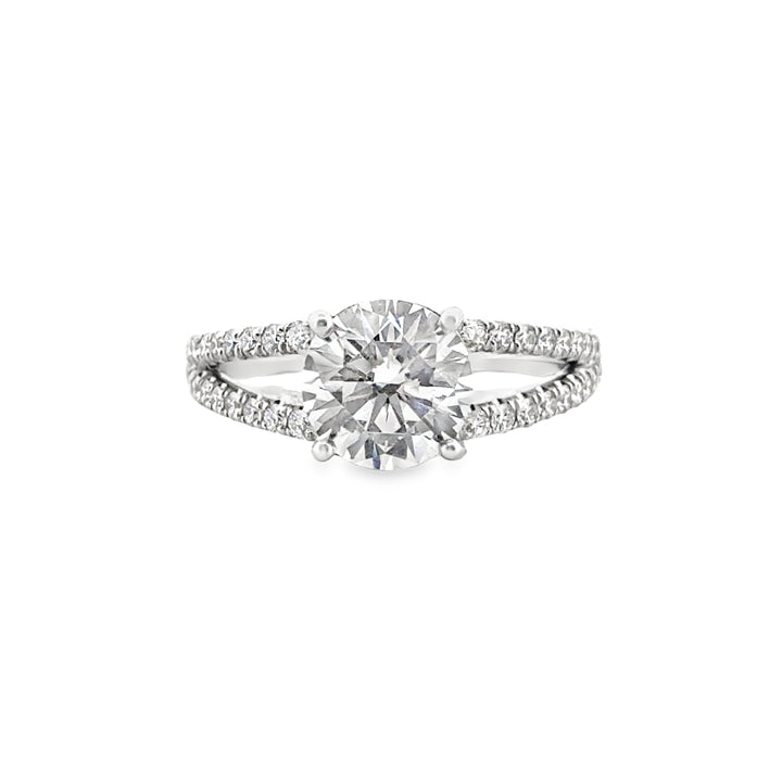 Split Shank Pavé Engagement Semi-Mount Ring in 18K White Gold