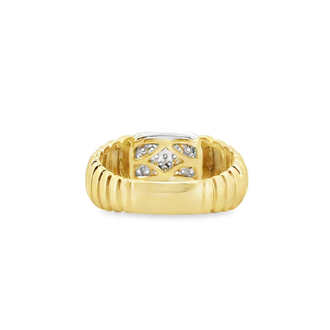 Doves 0.29 CTW Diamond Wide Textured Band in 18K Yellow & White Gold