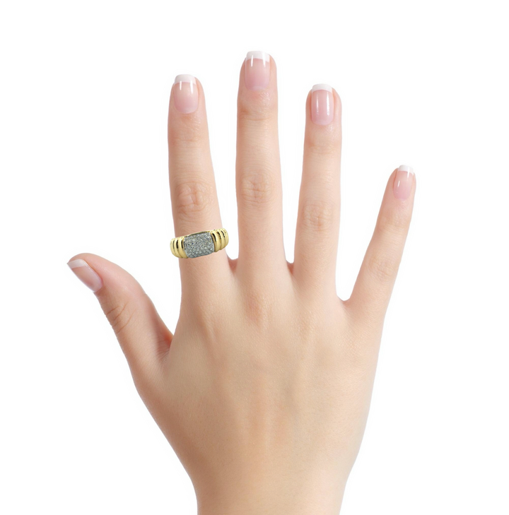 Doves 0.29 CTW Diamond Wide Textured Band in 18K Yellow & White Gold
