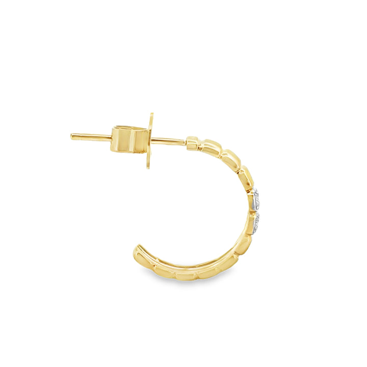 Doves 0.09 CTW Diamond 18K Yellow Gold Hoop Earrings