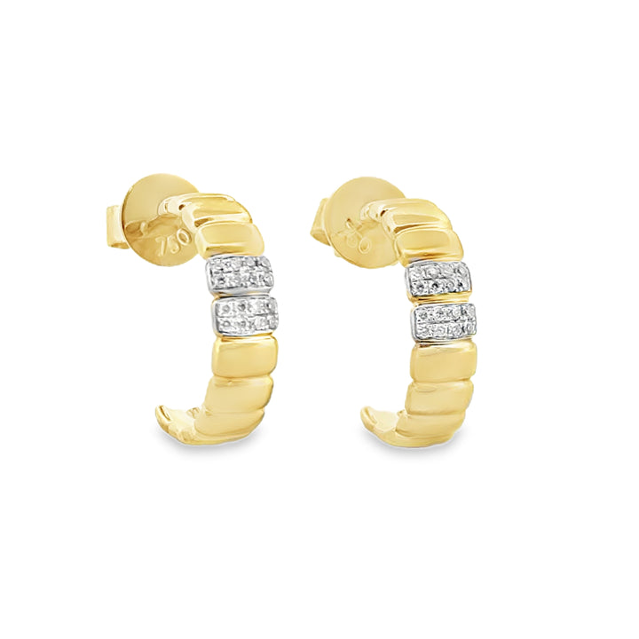 Doves 0.09 CTW Diamond 18K Yellow Gold Hoop Earrings