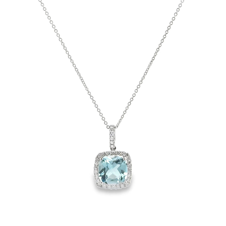 Doves 3.60 CT Sky Blue Topaz &amp; 0.30 CTW Diamond 18K White Gold Pendant Necklace
