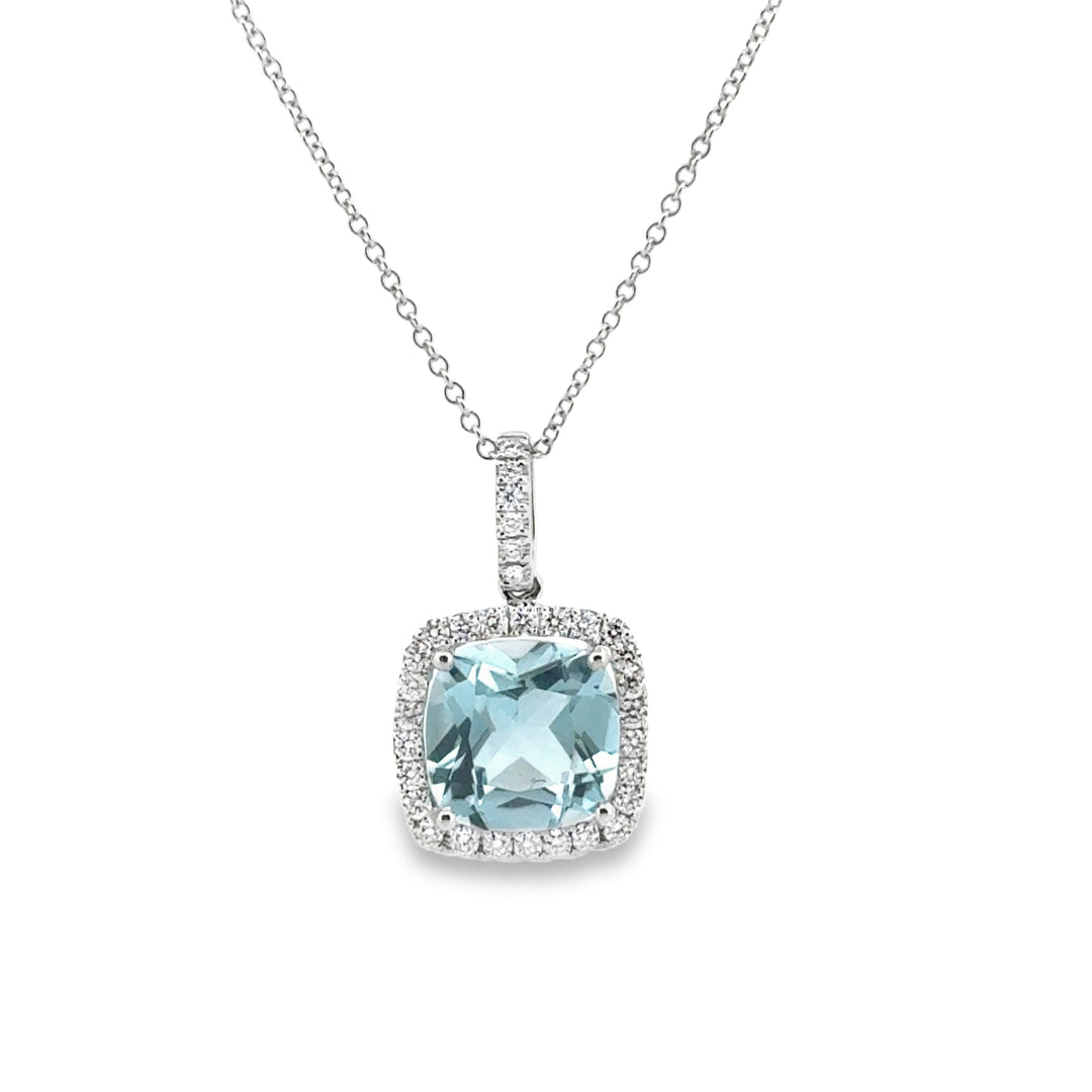 Doves 3.60 CT Sky Blue Topaz &amp; 0.30 CTW Diamond 18K White Gold Pendant Necklace