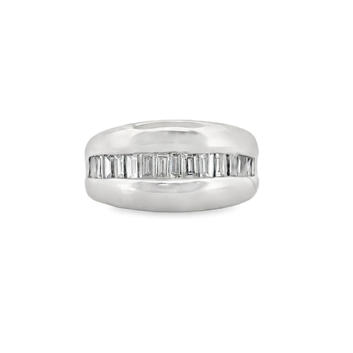 0.93 CTW Baguette Diamond 18K White Gold Ring – 10.5mm Top Width
