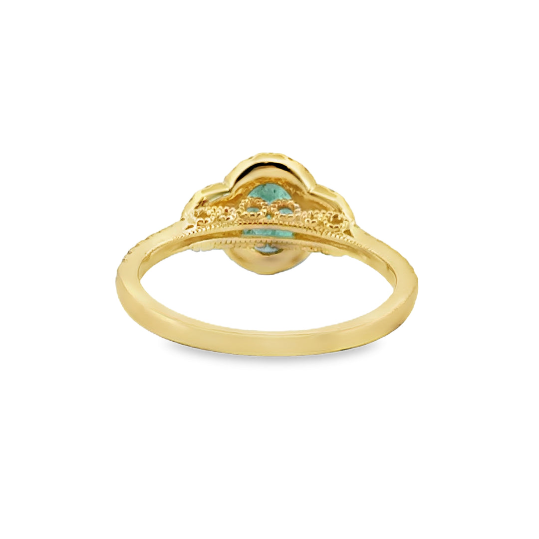 0.67 CT Oval Emerald &amp; 0.41 CTW Diamond Ring in 14K Yellow Gold