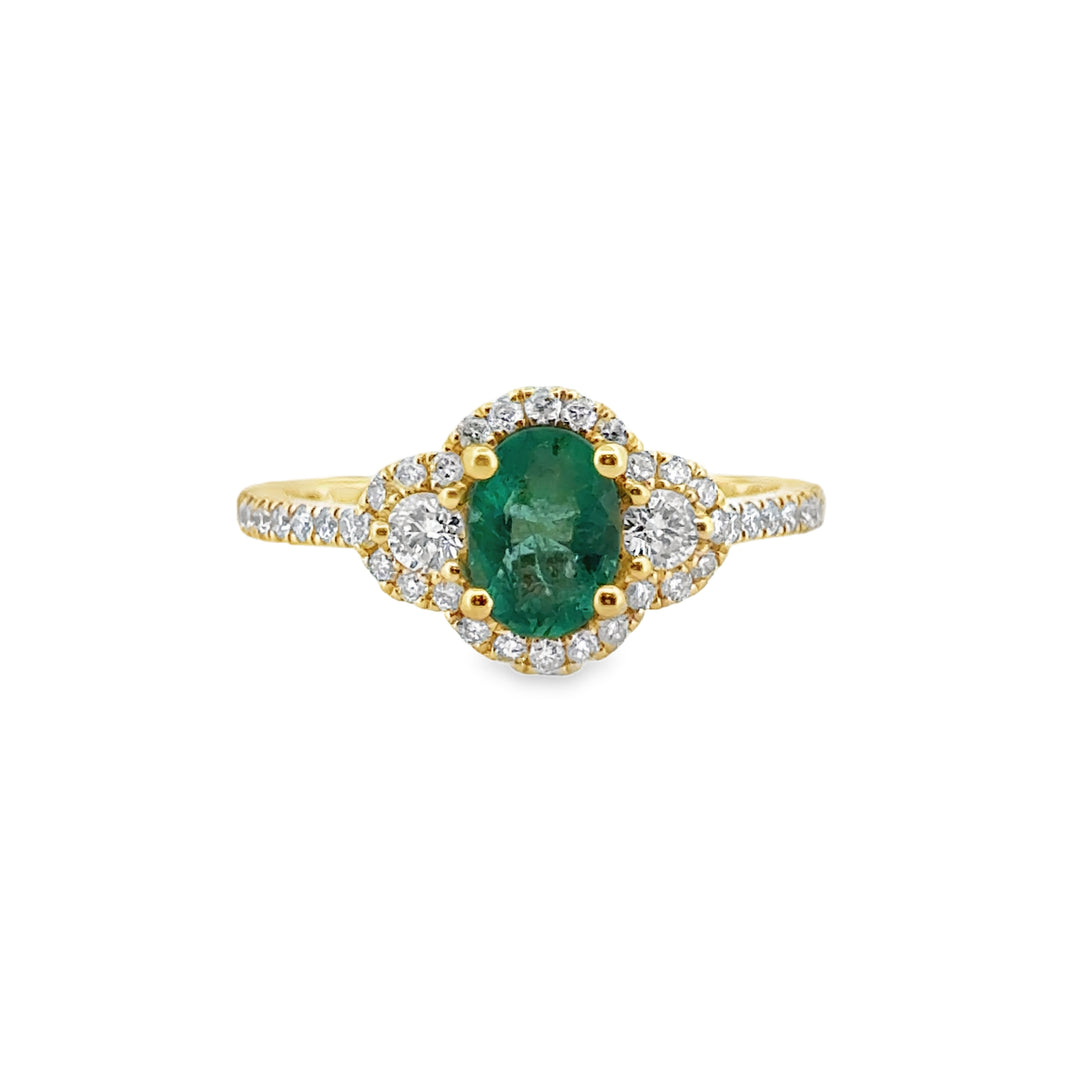 0.67 CT Oval Emerald &amp; 0.41 CTW Diamond Ring in 14K Yellow Gold