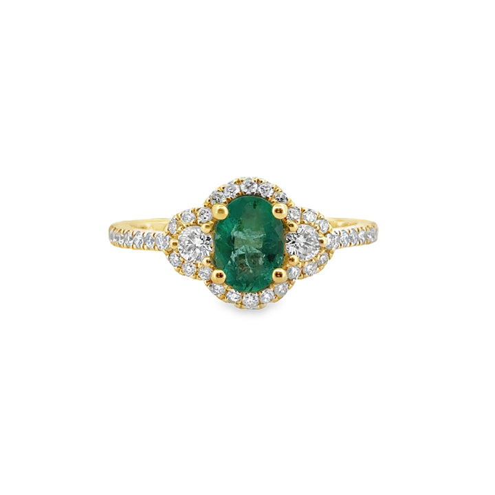 0.67 CT Oval Emerald &amp; 0.41 CTW Diamond Ring in 14K Yellow Gold
