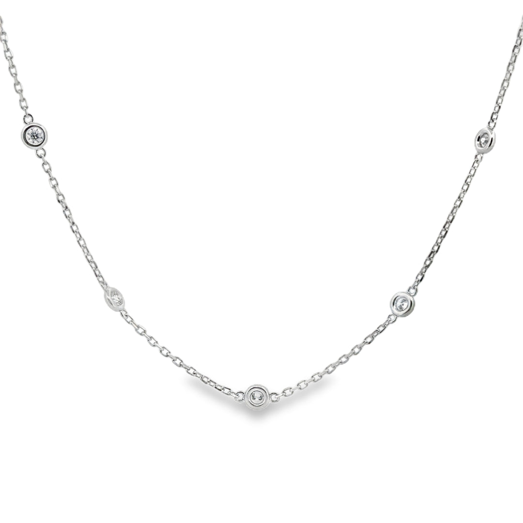 0.75 CTW Diamond by the Inch Chain Necklace in 14K White Gold – 18" Length