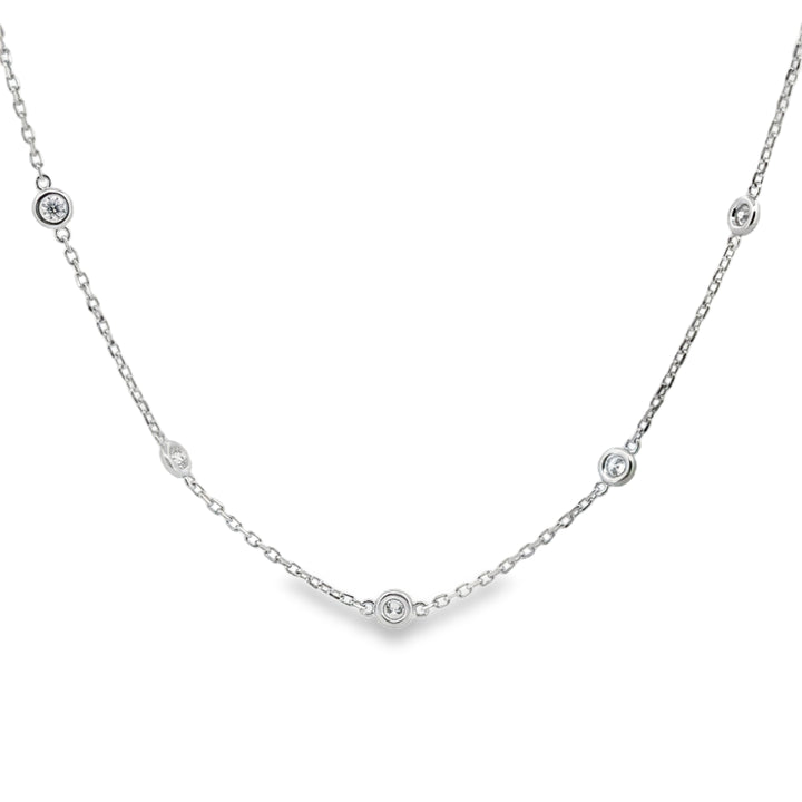 0.75 CTW Diamond by the Inch Chain Necklace in 14K White Gold – 18" Length