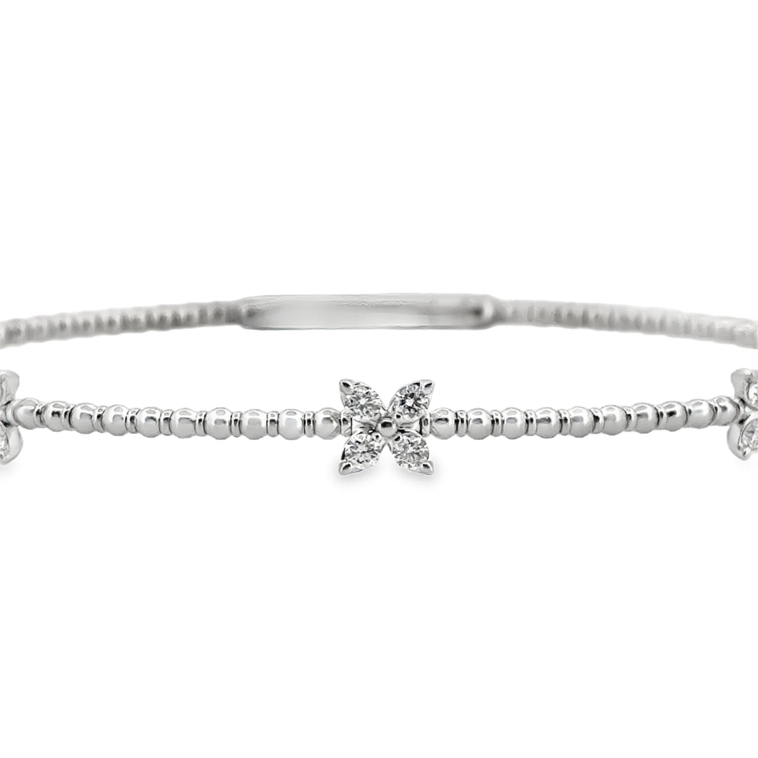 0.36 CTW Diamond Flower Flexible Bangle in 14K White Gold
