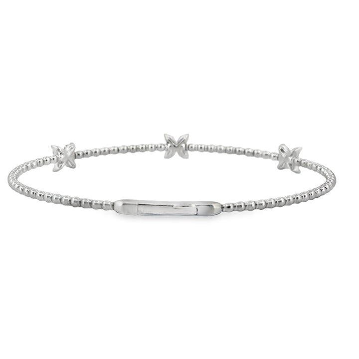 0.36 CTW Diamond Flower Flexible Bangle in 14K White Gold
