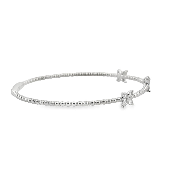 0.36 CTW Diamond Flower Flexible Bangle in 14K White Gold
