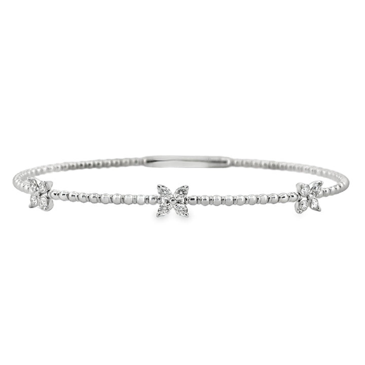 0.36 CTW Diamond Flower Flexible Bangle in 14K White Gold