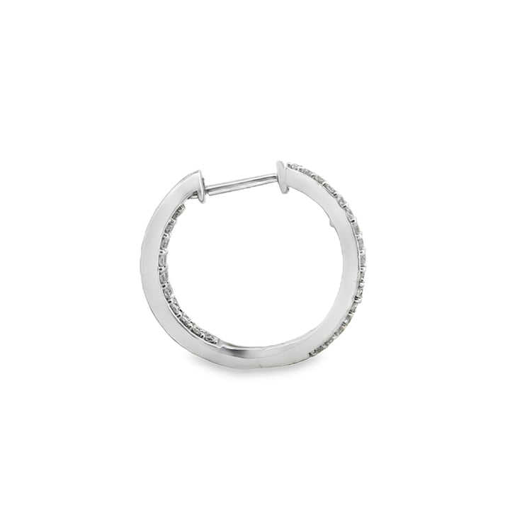 2.00 CTW Round &amp; Baguette Diamond 14K White Gold Hoop Earrings
