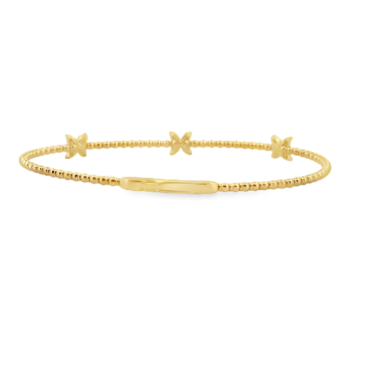 0.36 CTW Diamond Flower Flexible Bangle in 14K Yellow Gold