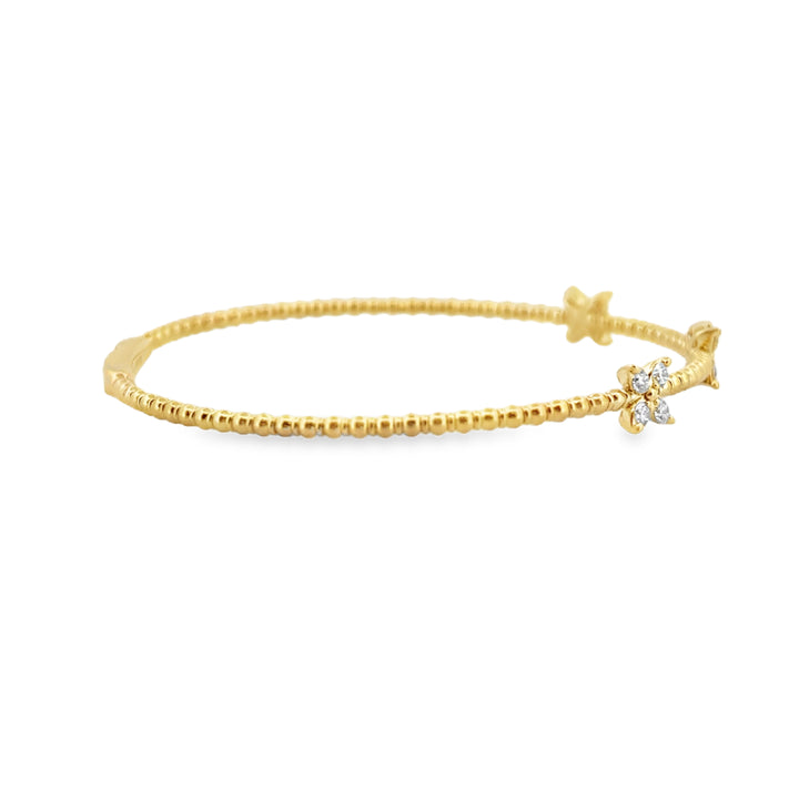 0.36 CTW Diamond Flower Flexible Bangle in 14K Yellow Gold
