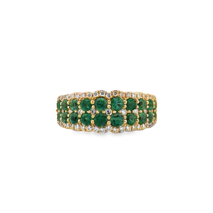 1.06 CTW Emerald & 0.33 CTW Diamond Ring in 14K Yellow Gold